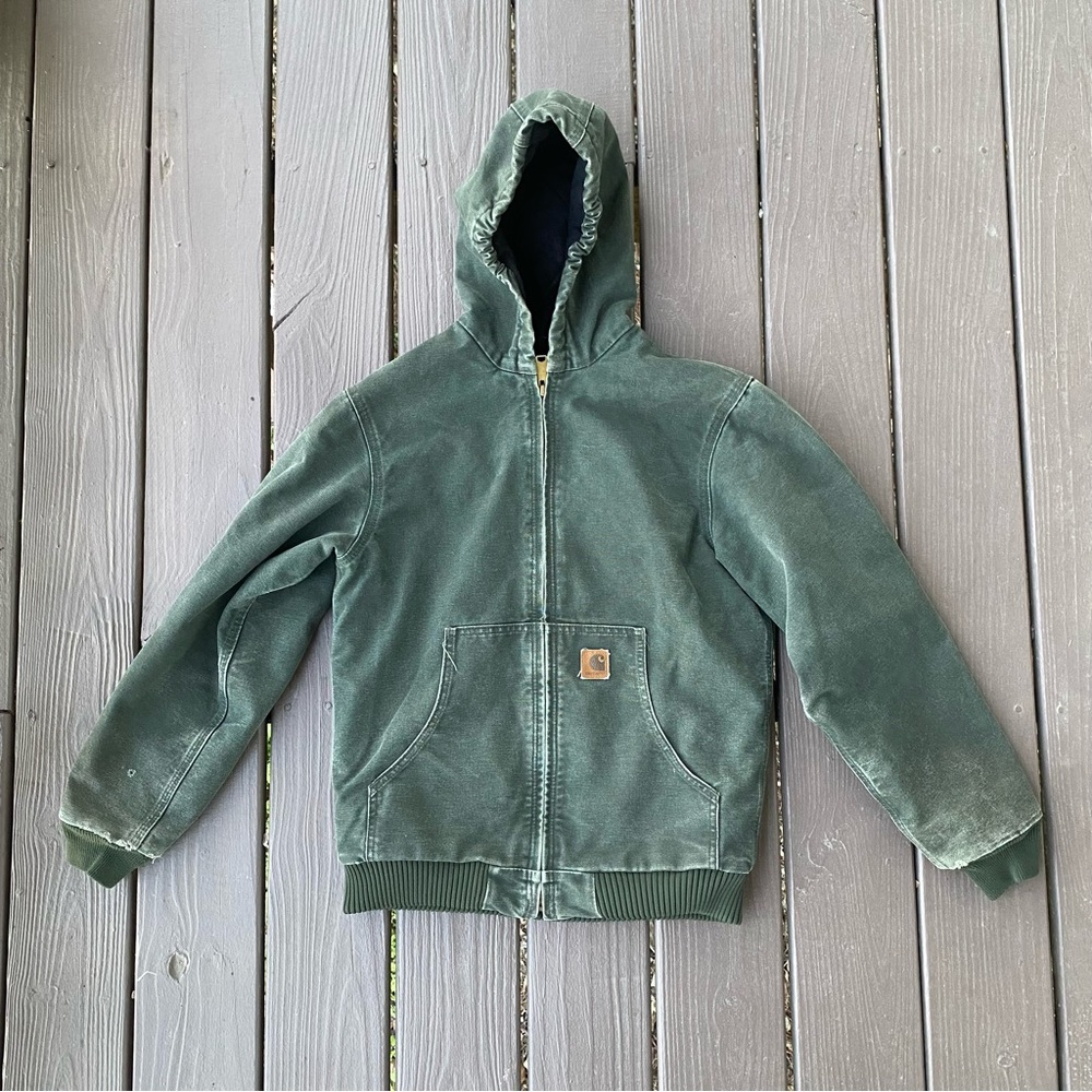Carhartt Quilt Lined Jacket Youth XL (14/16) YYJ130 MOS Moss Green - Picture 1 of 16